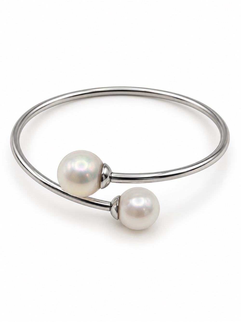 Double Pearl Wrap Silver Bracelet